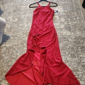 Bebe Sparkling Red High Low Dress